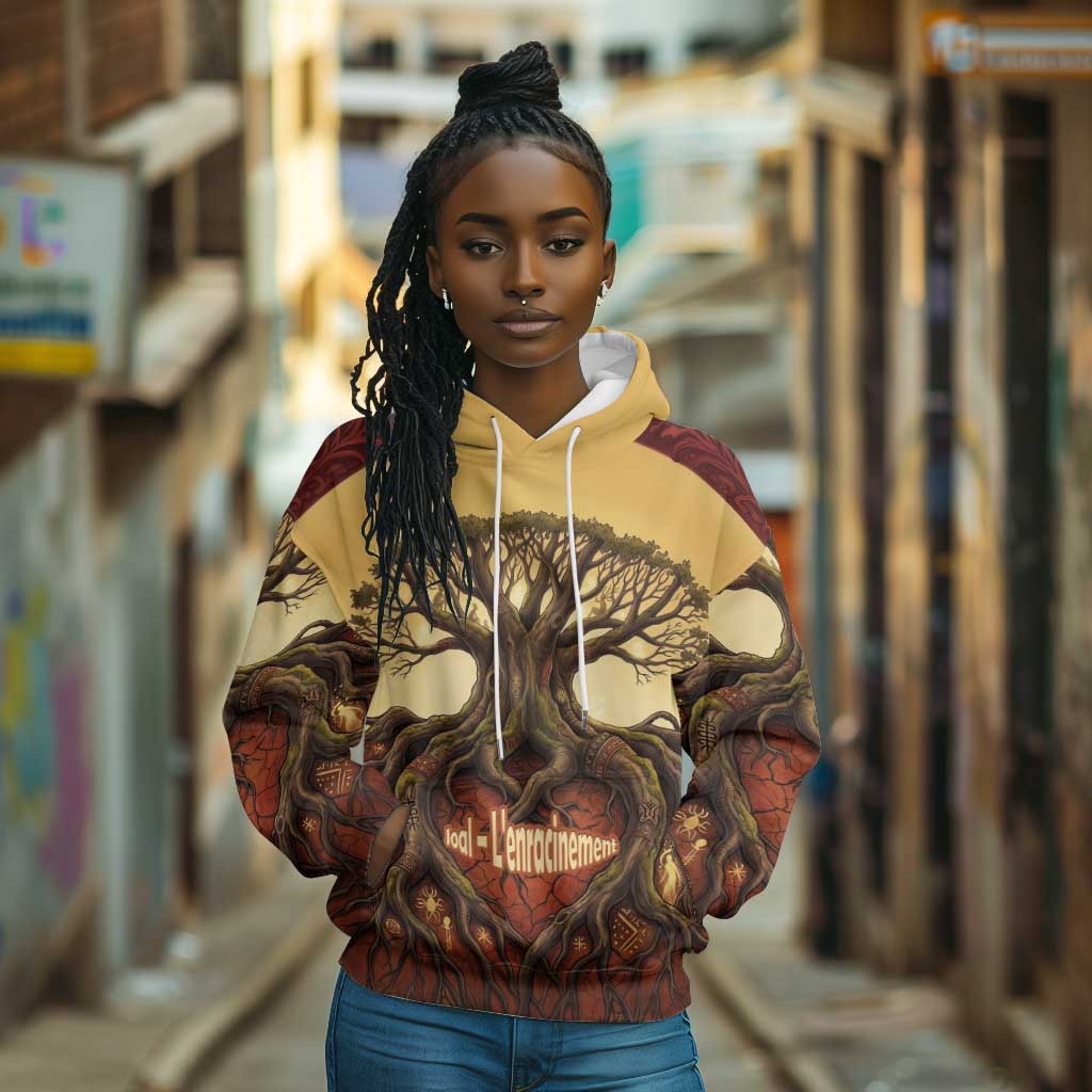 Léopold Sédar Senghor Hoodie Sacred Baobab Tree Design African Roots and Symbols Theme Negritude Movement - African Pride