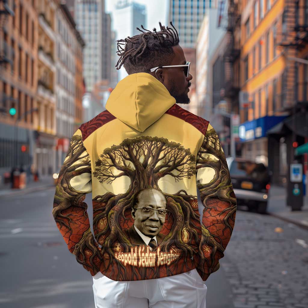 Léopold Sédar Senghor Hoodie Sacred Baobab Tree Design African Roots and Symbols Theme Negritude Movement - African Pride