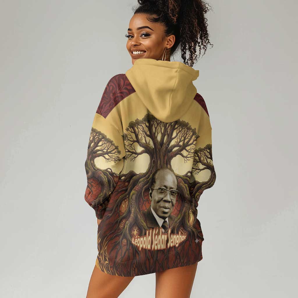 Léopold Sédar Senghor Hoodie Dress Sacred Baobab Tree Design African Roots and Symbols Theme Negritude Movement - African Pride