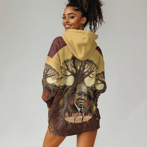 Léopold Sédar Senghor Hoodie Dress Sacred Baobab Tree Design African Roots and Symbols Theme Negritude Movement - African Pride