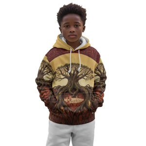 Léopold Sédar Senghor Kid Hoodie Sacred Baobab Tree Design African Roots and Symbols Theme Negritude Movement - African Pride