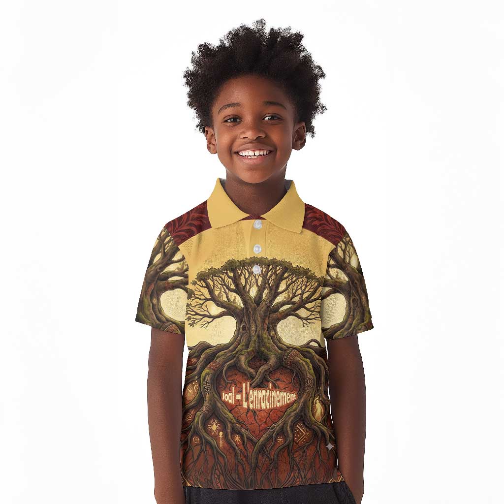 Léopold Sédar Senghor Kid Polo Shirt Sacred Baobab Tree Design African Roots and Symbols Theme Negritude Movement - African Pride
