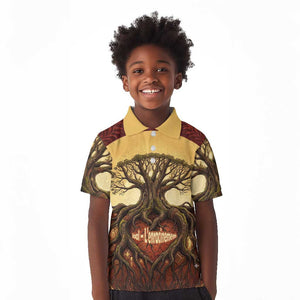 Léopold Sédar Senghor Kid Polo Shirt Sacred Baobab Tree Design African Roots and Symbols Theme Negritude Movement - African Pride