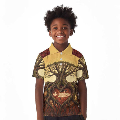 Léopold Sédar Senghor Kid Polo Shirt Sacred Baobab Tree Design African Roots and Symbols Theme Negritude Movement - African Pride