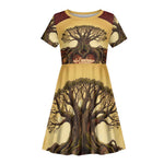 Léopold Sédar Senghor Kid Short Sleeve Dress Sacred Baobab Tree Design African Roots and Symbols Theme Negritude Movement - African Pride