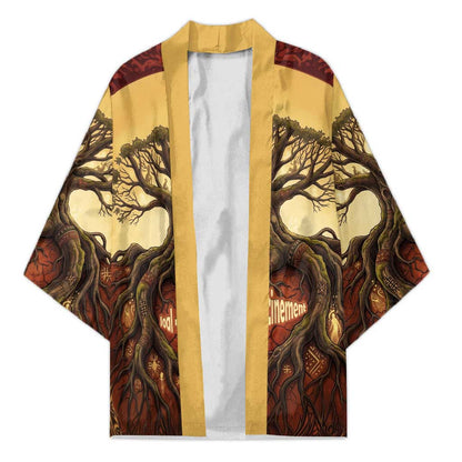 Léopold Sédar Senghor Kimono Sacred Baobab Tree Design African Roots and Symbols Theme Negritude Movement - African Pride