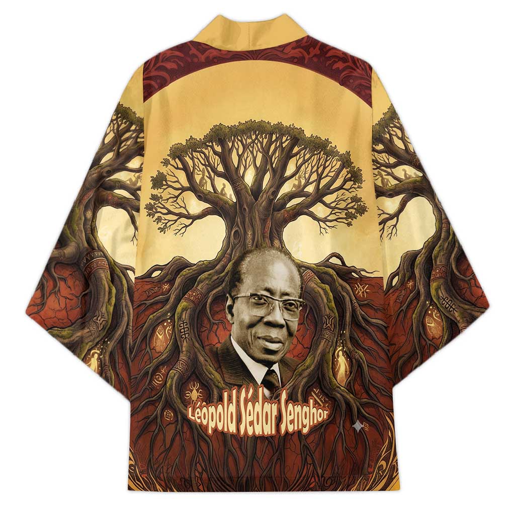 Léopold Sédar Senghor Kimono Sacred Baobab Tree Design African Roots and Symbols Theme Negritude Movement - African Pride