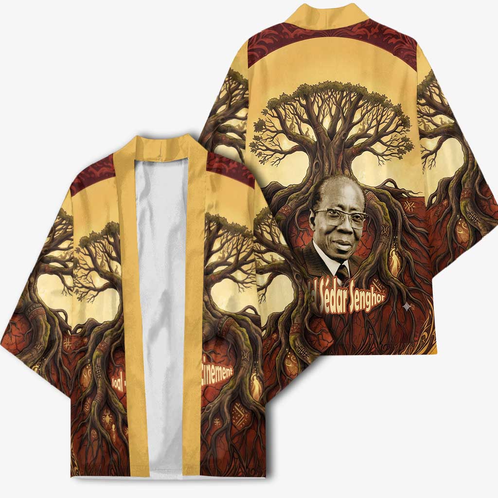 Léopold Sédar Senghor Kimono Sacred Baobab Tree Design African Roots and Symbols Theme Negritude Movement - African Pride