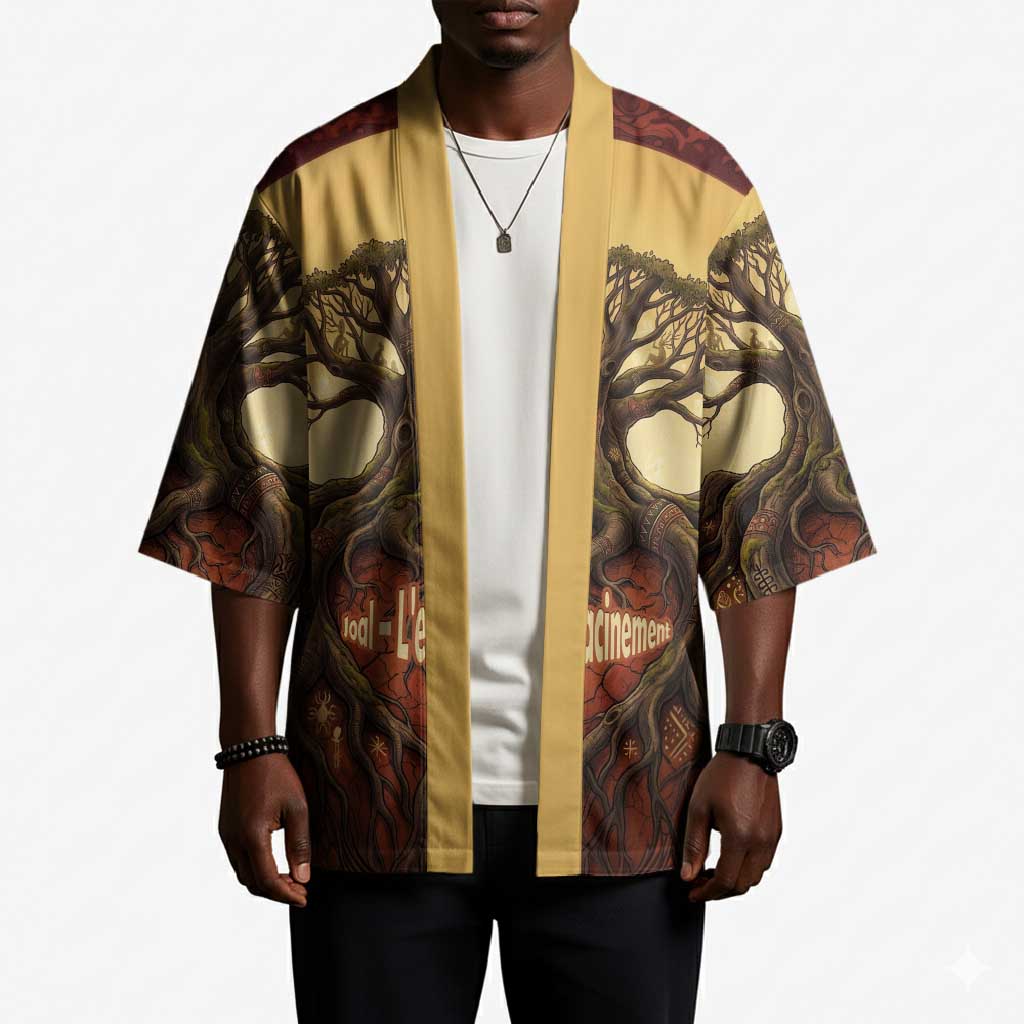Léopold Sédar Senghor Kimono Sacred Baobab Tree Design African Roots and Symbols Theme Negritude Movement - African Pride