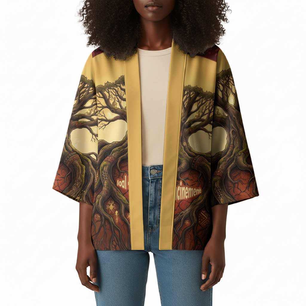 Léopold Sédar Senghor Kimono Sacred Baobab Tree Design African Roots and Symbols Theme Negritude Movement - African Pride