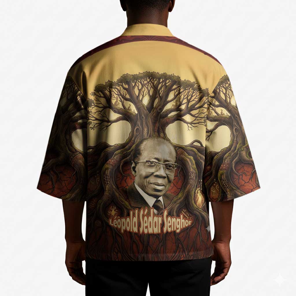 Léopold Sédar Senghor Kimono Sacred Baobab Tree Design African Roots and Symbols Theme Negritude Movement - African Pride