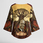 Léopold Sédar Senghor Kimono Sleeve Blouse Sacred Baobab Tree Design African Roots and Symbols Theme Negritude Movement - African Pride