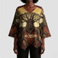 Léopold Sédar Senghor Kimono Sleeve Blouse Sacred Baobab Tree Design African Roots and Symbols Theme Negritude Movement - African Pride