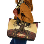 Léopold Sédar Senghor Leather Tote Bag Sacred Baobab Tree Design African Roots and Symbols Theme Negritude Movement - African Pride