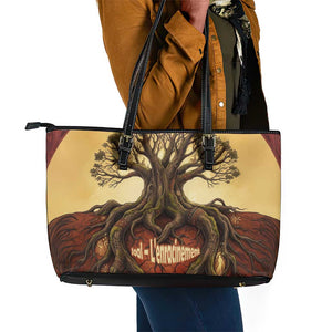 Léopold Sédar Senghor Leather Tote Bag Sacred Baobab Tree Design African Roots and Symbols Theme Negritude Movement - African Pride