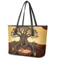 Léopold Sédar Senghor Leather Tote Bag Sacred Baobab Tree Design African Roots and Symbols Theme Negritude Movement - African Pride