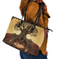 Léopold Sédar Senghor Leather Tote Bag Sacred Baobab Tree Design African Roots and Symbols Theme Negritude Movement - African Pride