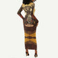 Léopold Sédar Senghor Long Sleeve Bodycon Dress Sacred Baobab Tree Design African Roots and Symbols Theme Negritude Movement - African Pride