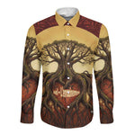 Léopold Sédar Senghor Long Sleeve Button Shirt Sacred Baobab Tree Design African Roots and Symbols Theme Negritude Movement - African Pride