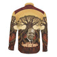 Léopold Sédar Senghor Long Sleeve Button Shirt Sacred Baobab Tree Design African Roots and Symbols Theme Negritude Movement - African Pride