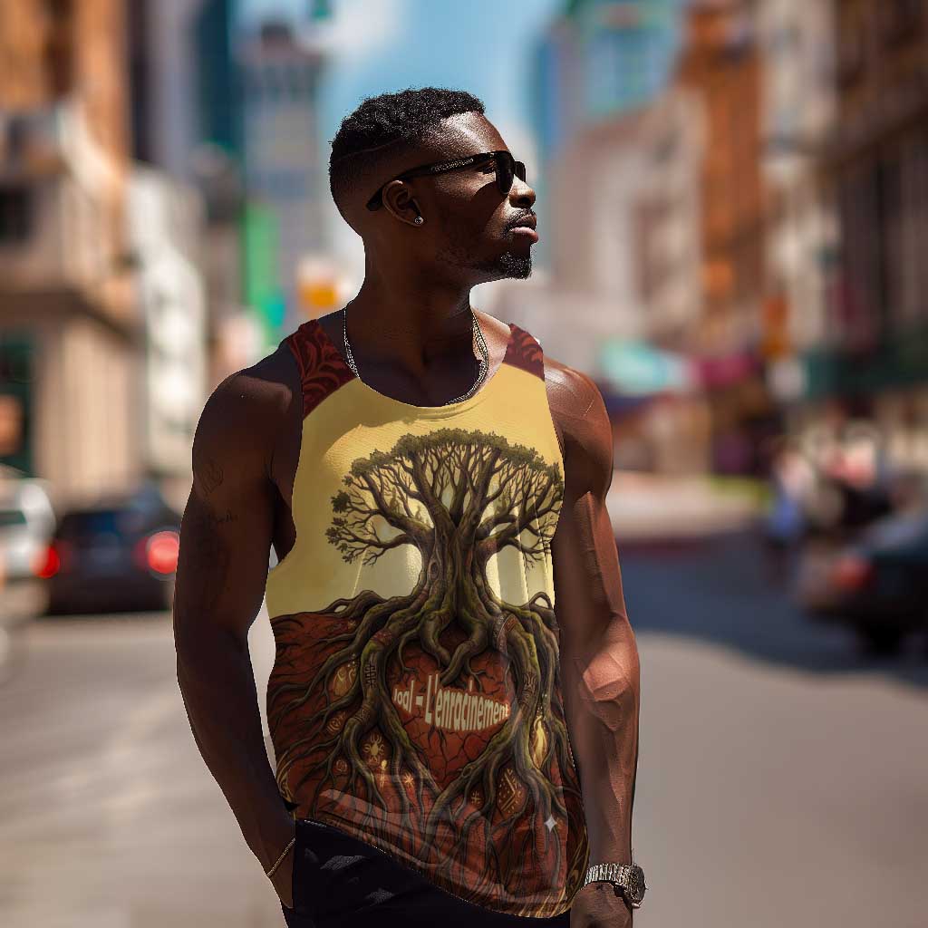 Léopold Sédar Senghor Men Tank Top Sacred Baobab Tree Design African Roots and Symbols Theme Negritude Movement - African Pride