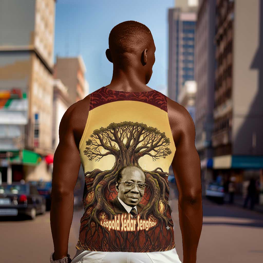 Léopold Sédar Senghor Men Tank Top Sacred Baobab Tree Design African Roots and Symbols Theme Negritude Movement - African Pride