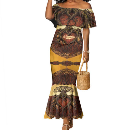 Léopold Sédar Senghor Mermaid Dress Sacred Baobab Tree Design African Roots and Symbols Theme Negritude Movement - African Pride
