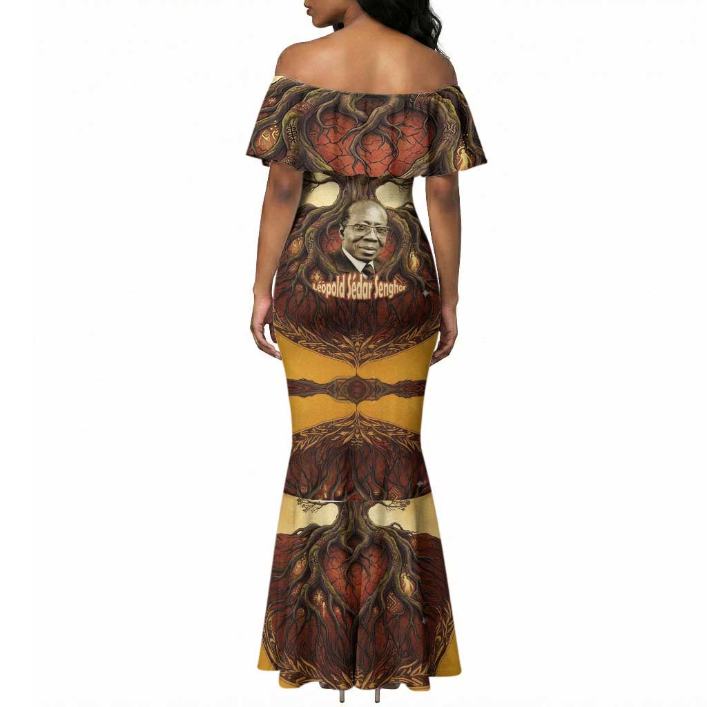 Léopold Sédar Senghor Mermaid Dress Sacred Baobab Tree Design African Roots and Symbols Theme Negritude Movement - African Pride