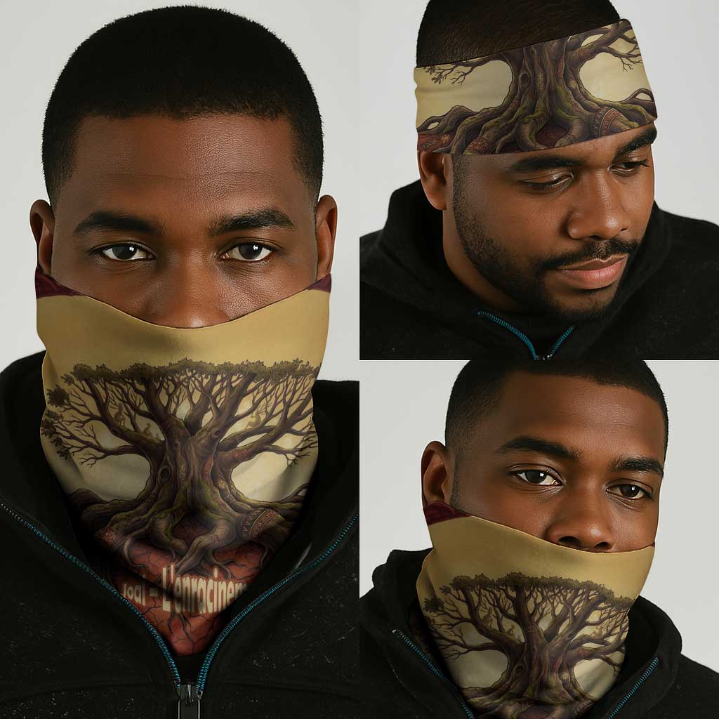 Léopold Sédar Senghor Neck Gaiter Sacred Baobab Tree Design African Roots and Symbols Theme Negritude Movement - African Pride