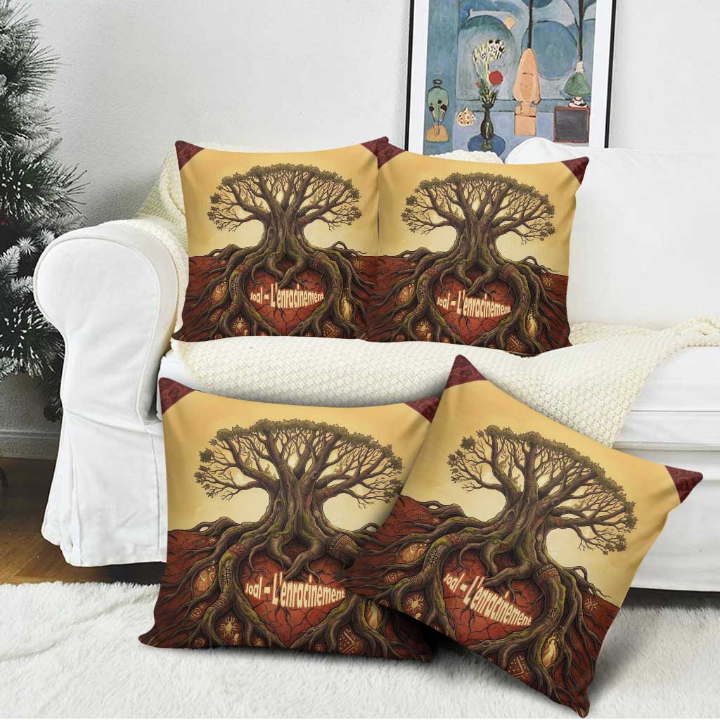 Léopold Sédar Senghor Pillow Cover Sacred Baobab Tree Design African Roots and Symbols Theme Negritude Movement - African Pride