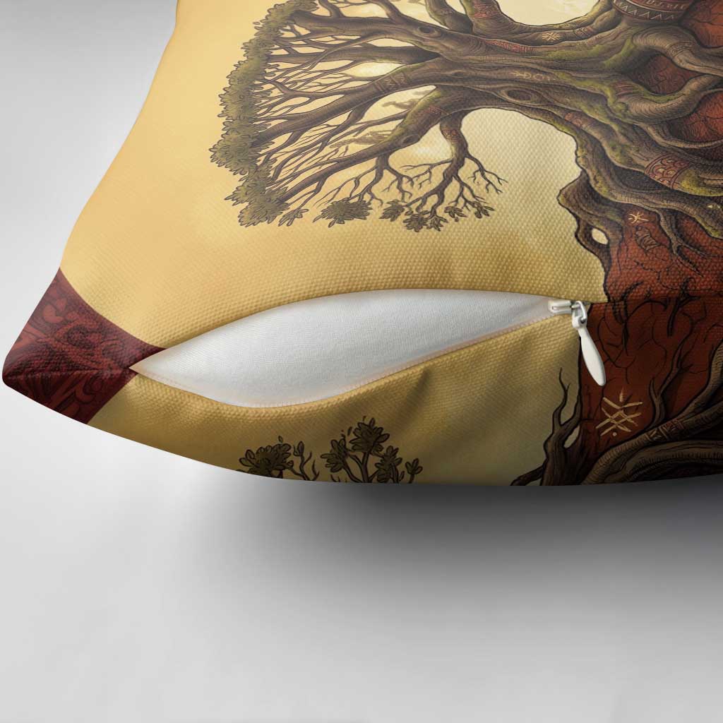 Léopold Sédar Senghor Pillow Cover Sacred Baobab Tree Design African Roots and Symbols Theme Negritude Movement - African Pride