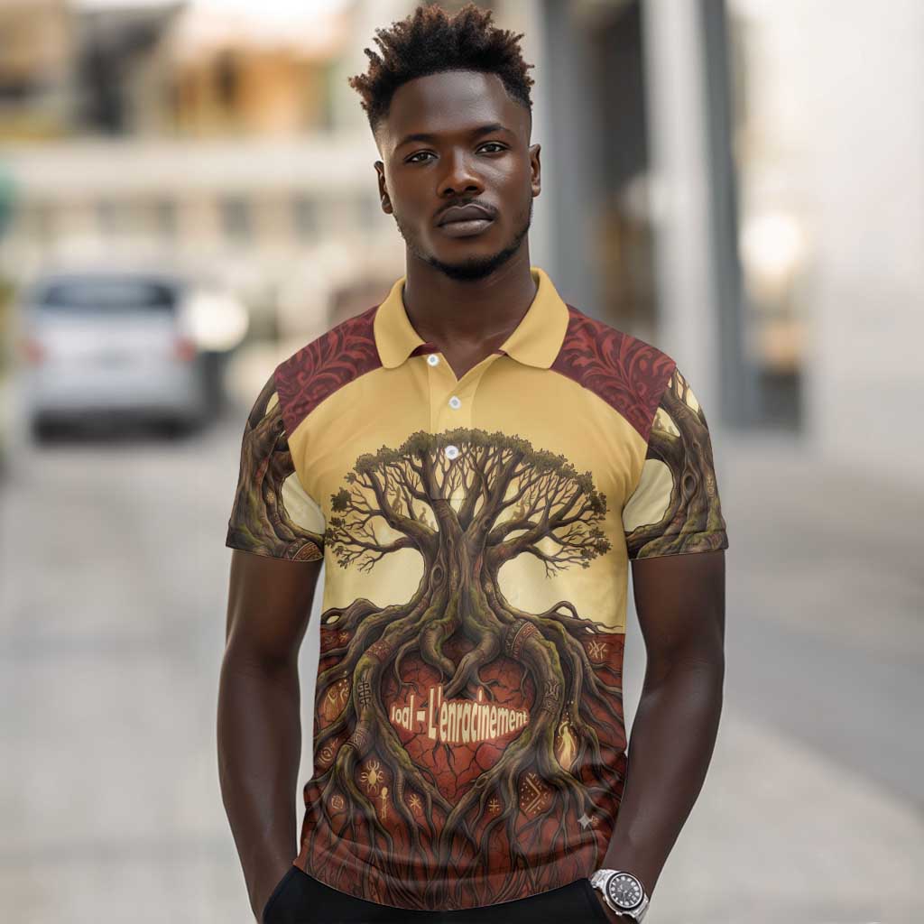 Léopold Sédar Senghor Polo Shirt Sacred Baobab Tree Design African Roots and Symbols Theme Negritude Movement - African Pride