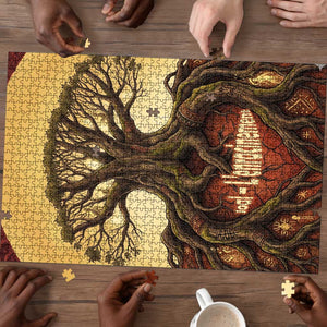 Léopold Sédar Senghor Puzzle Sacred Baobab Tree Design African Roots and Symbols Theme Negritude Movement - African Pride