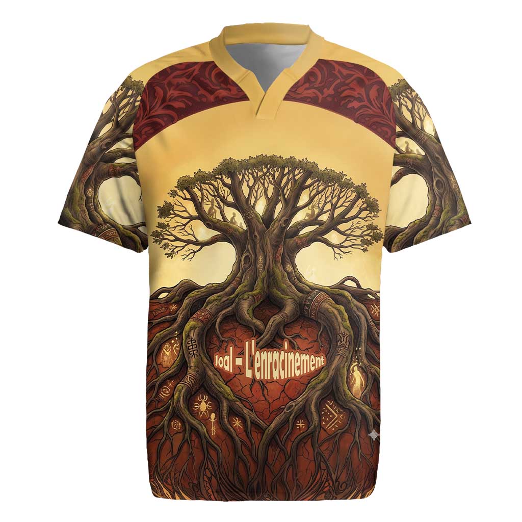 Léopold Sédar Senghor Rugby Jersey Sacred Baobab Tree Design African Roots and Symbols Theme Negritude Movement - African Pride