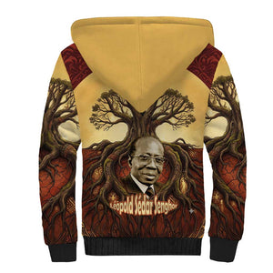 Léopold Sédar Senghor Sherpa Hoodie Sacred Baobab Tree Design African Roots and Symbols Theme Negritude Movement - African Pride
