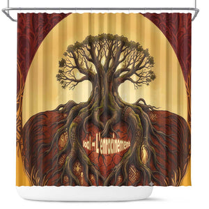 Léopold Sédar Senghor Shower Curtain Sacred Baobab Tree Design African Roots and Symbols Theme Negritude Movement - African Pride