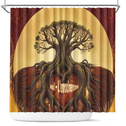 Léopold Sédar Senghor Shower Curtain Sacred Baobab Tree Design African Roots and Symbols Theme Negritude Movement - African Pride