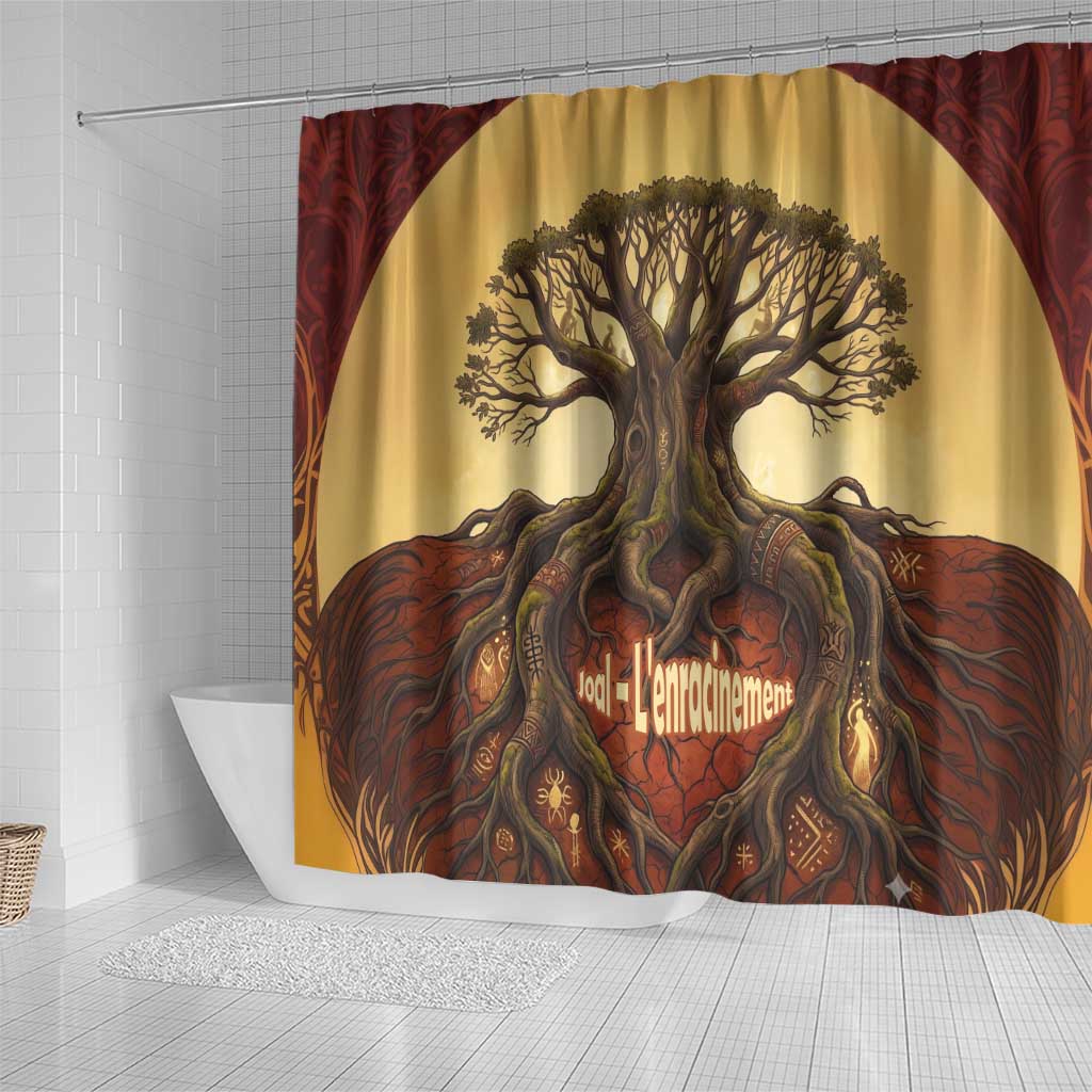 Léopold Sédar Senghor Shower Curtain Sacred Baobab Tree Design African Roots and Symbols Theme Negritude Movement - African Pride
