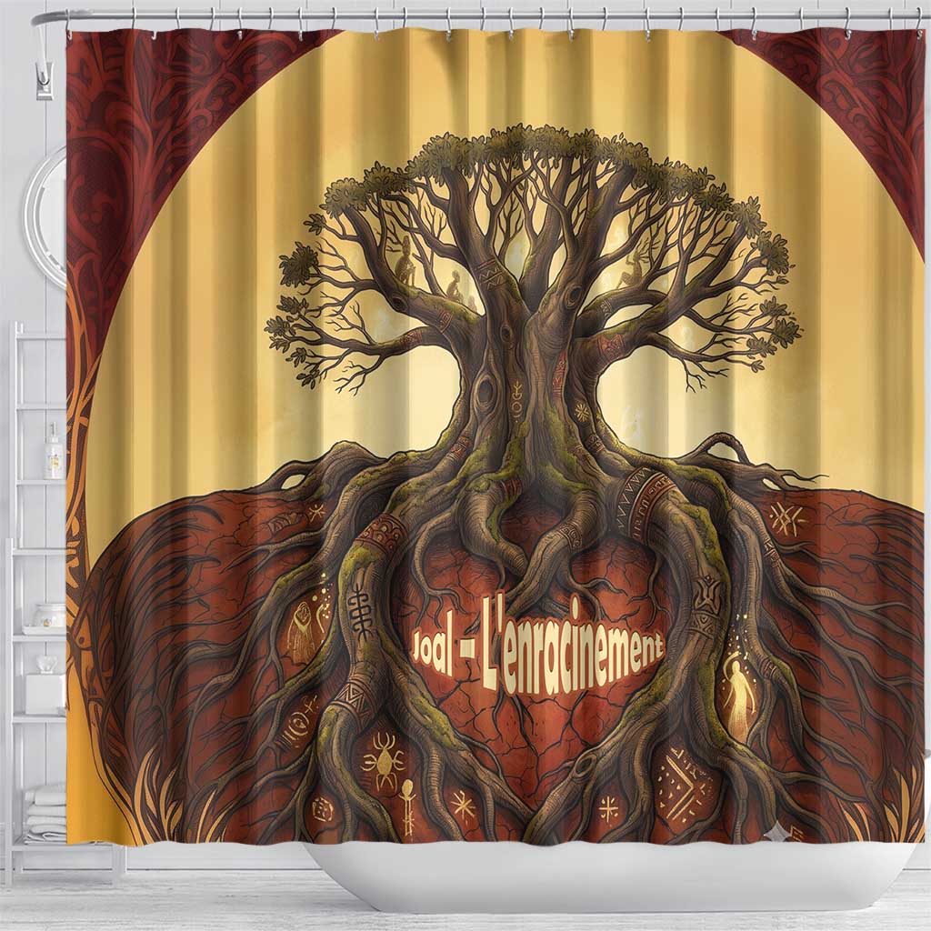 Léopold Sédar Senghor Shower Curtain Sacred Baobab Tree Design African Roots and Symbols Theme Negritude Movement - African Pride