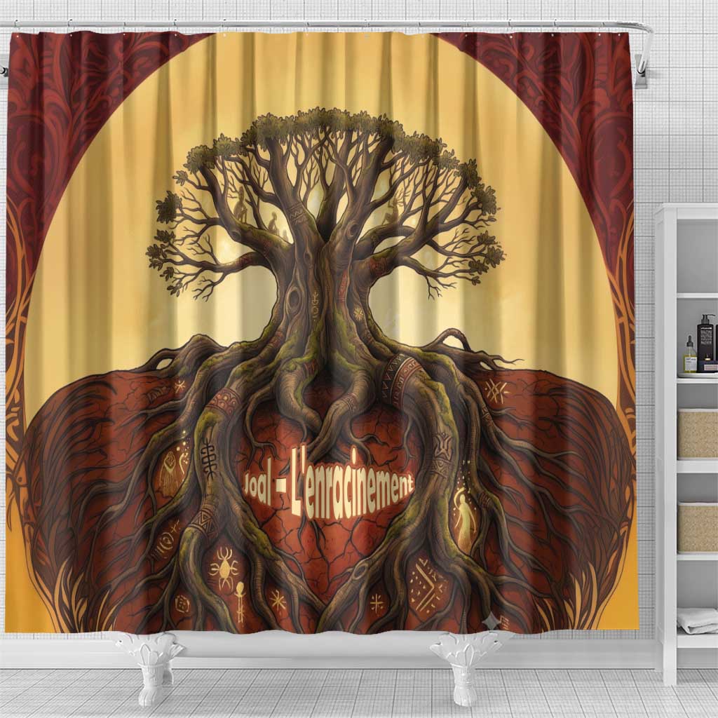 Léopold Sédar Senghor Shower Curtain Sacred Baobab Tree Design African Roots and Symbols Theme Negritude Movement - African Pride