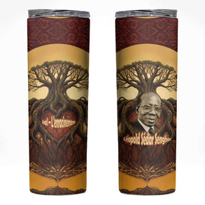 Léopold Sédar Senghor Skinny Tumbler Sacred Baobab Tree Design African Roots and Symbols Theme Negritude Movement - African Pride