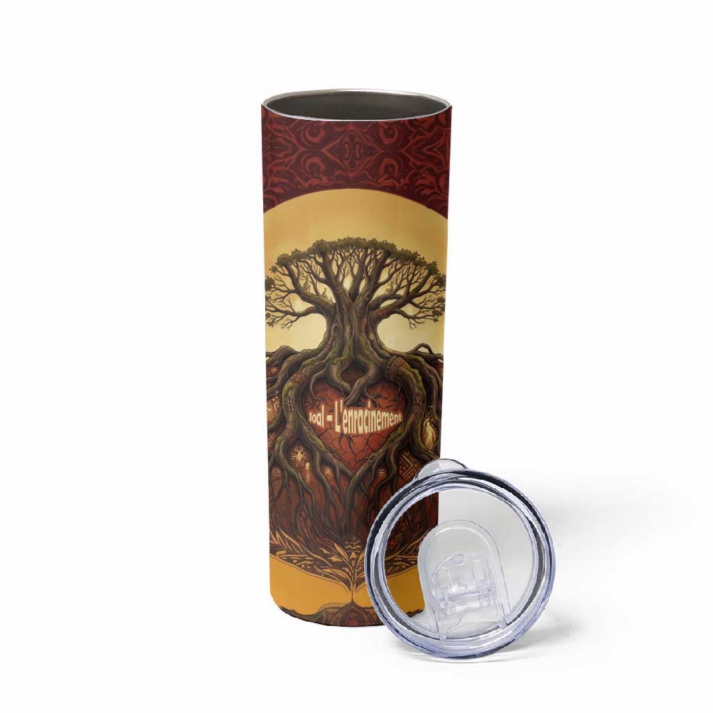 Léopold Sédar Senghor Skinny Tumbler Sacred Baobab Tree Design African Roots and Symbols Theme Negritude Movement - African Pride
