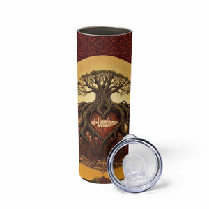 Léopold Sédar Senghor Skinny Tumbler Sacred Baobab Tree Design African Roots and Symbols Theme Negritude Movement - African Pride
