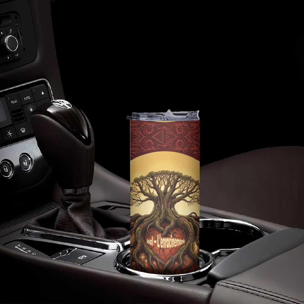 Léopold Sédar Senghor Skinny Tumbler Sacred Baobab Tree Design African Roots and Symbols Theme Negritude Movement - African Pride