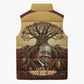 Léopold Sédar Senghor Sleeveless Puffer Jacket Sacred Baobab Tree Design African Roots and Symbols Theme Negritude Movement - African Pride