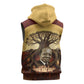 Léopold Sédar Senghor Sleeveless Zip Hoodie Sacred Baobab Tree Design African Roots and Symbols Theme Negritude Movement - African Pride