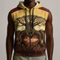 Léopold Sédar Senghor Sleeveless Zip Hoodie Sacred Baobab Tree Design African Roots and Symbols Theme Negritude Movement - African Pride