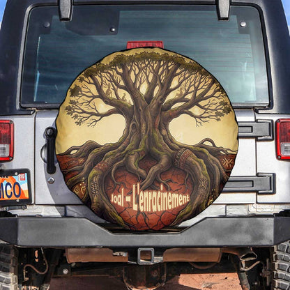 Léopold Sédar Senghor Spare Tire Cover Sacred Baobab Tree Design African Roots and Symbols Theme Negritude Movement - African Pride