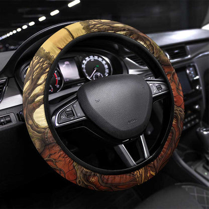 Léopold Sédar Senghor Steering Wheel Cover Sacred Baobab Tree Design African Roots and Symbols Theme Negritude Movement - African Pride