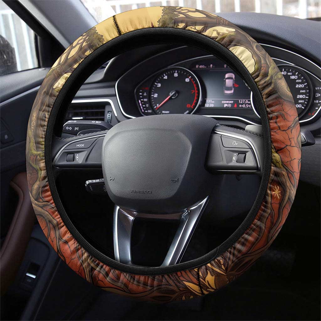 Léopold Sédar Senghor Steering Wheel Cover Sacred Baobab Tree Design African Roots and Symbols Theme Negritude Movement - African Pride